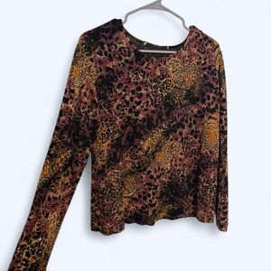 Y2K Leopard Print Long Sleeve Top